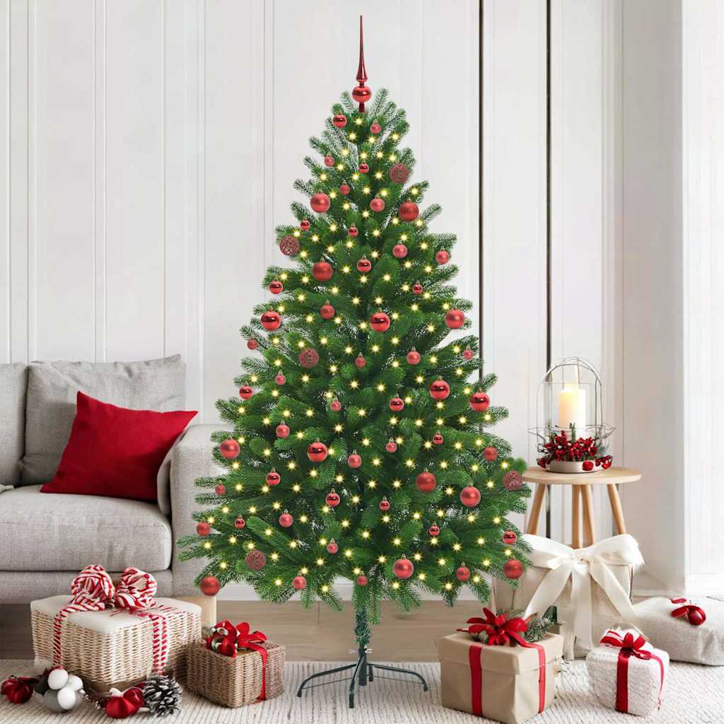 Sapin de Noël | Arbre de Noël avec 300 LED avec support Vert 180 cm PE - 2