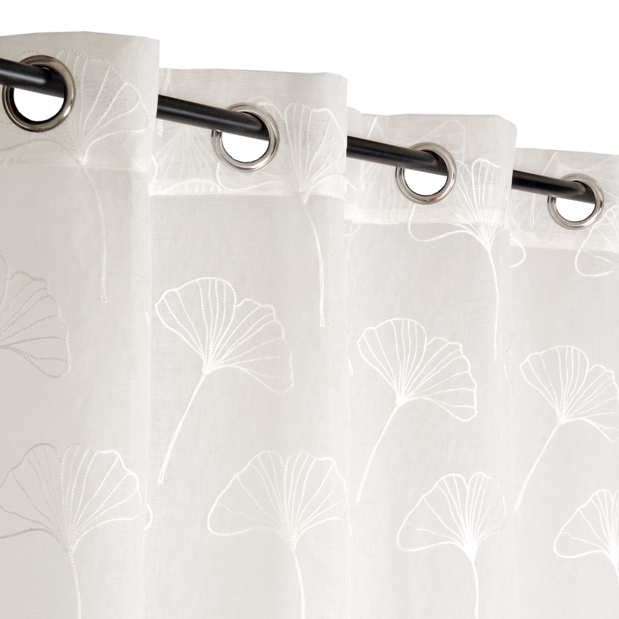 Lot De 4 Voilages Prêts à Poser - 60 X 120 Cm Chacun - Blanc à Rayures - Filtre De Lumière - Pour 2 Fenêtres