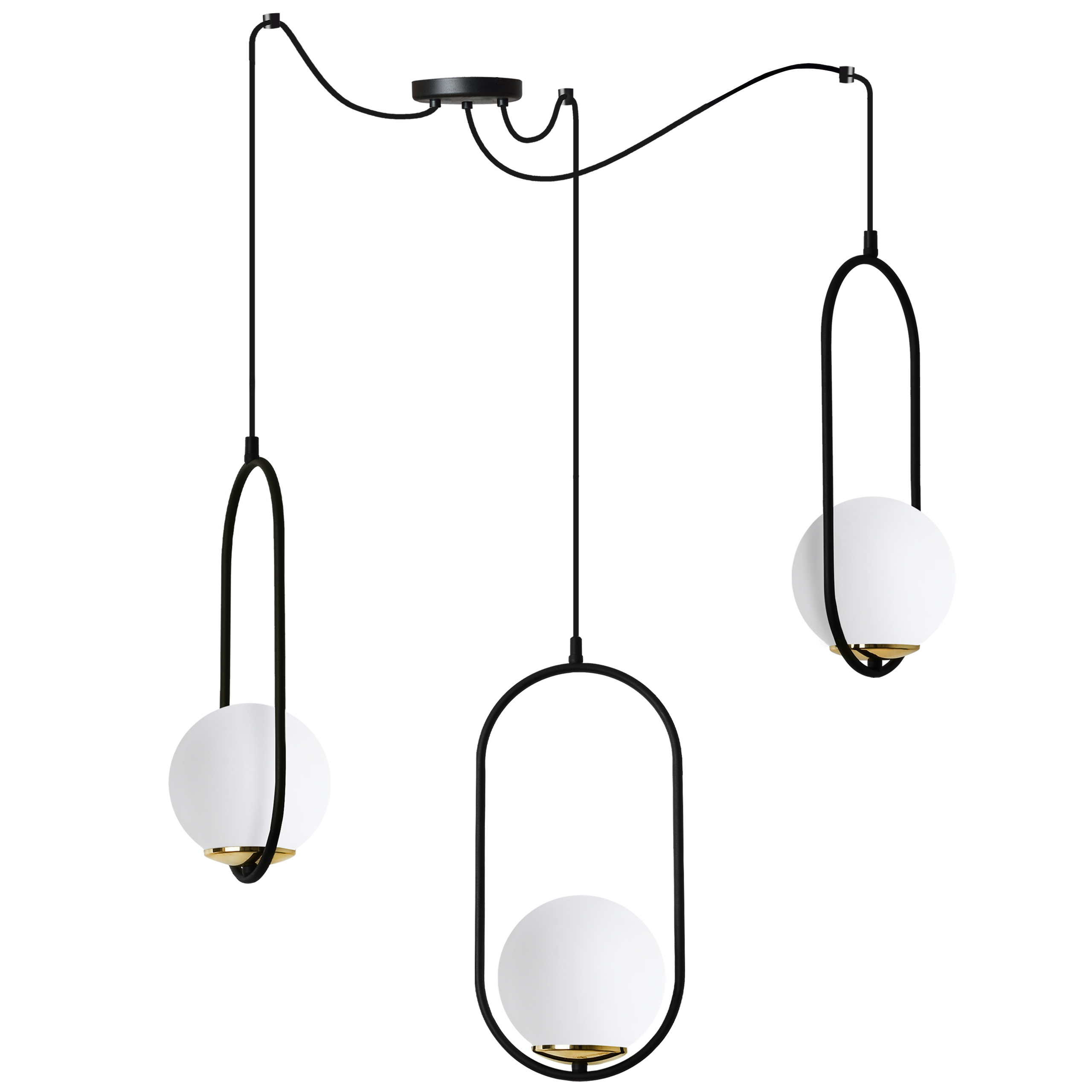 Lampa sufitowa wisząca Luna Pająk modern czarna/złota 3xE14 klosz kula biała Light Home LH