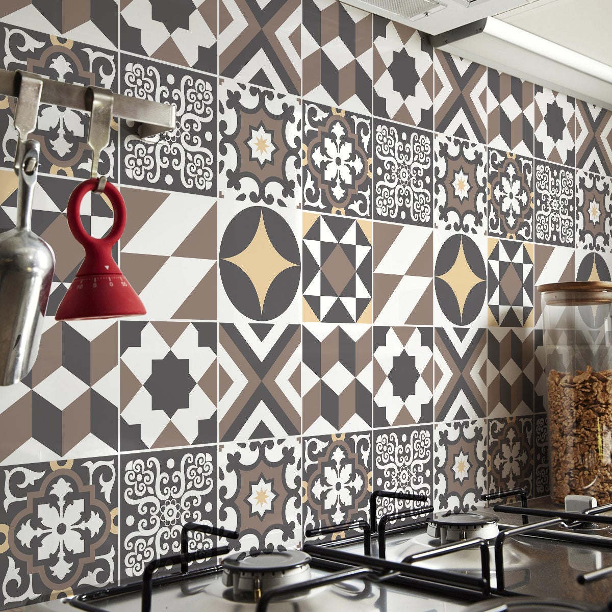 9 vinilos baldosas de cemento azulejos renno - adhesivo de pared - revestimiento sticker mural decorativo - 9stickers20x20cm
