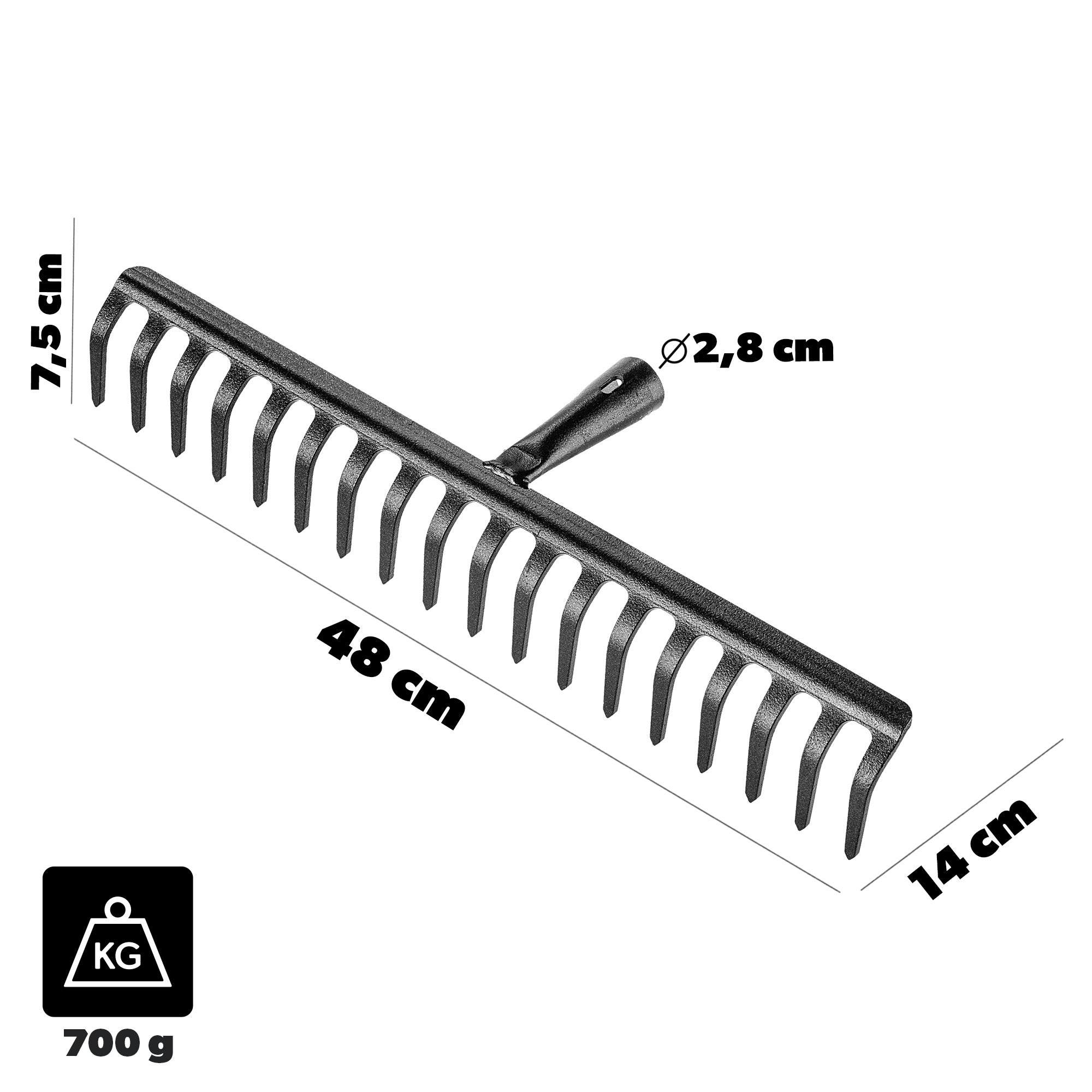 GRABIE DO LIŚCI STALOWE 18-ZĘBNE GRABKI OGRODOWE GLEBY TRAWY BEZ TRZONKA - 3