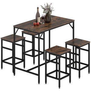 Set de table de bar Noel, 120x60cm avec 2 tabourets de bar, Noir, Vicco - Maison