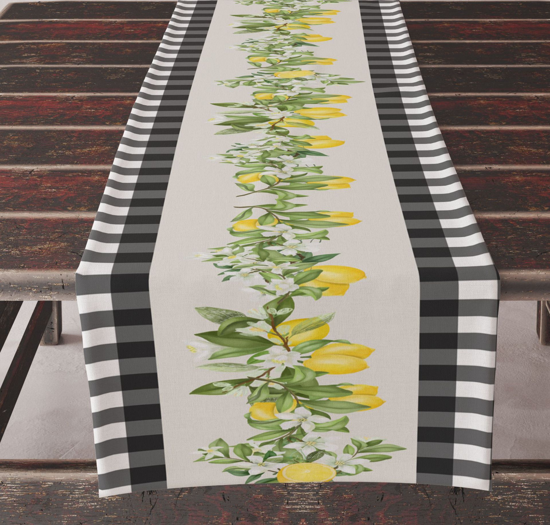 Lniany bieżnik (33 x 183 cm) do dekoracji zewnętrznych, balkonowych, wewnętrznych i na przyjęcia.