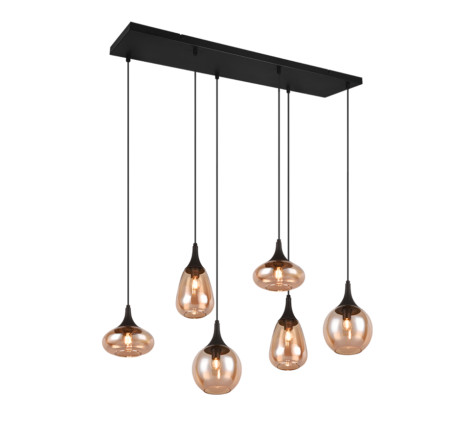 Lampa wisząca LUMINA czarno-miodowy 6xE14x40W metal wym:150x93,8x34,5cm IP20 Trio