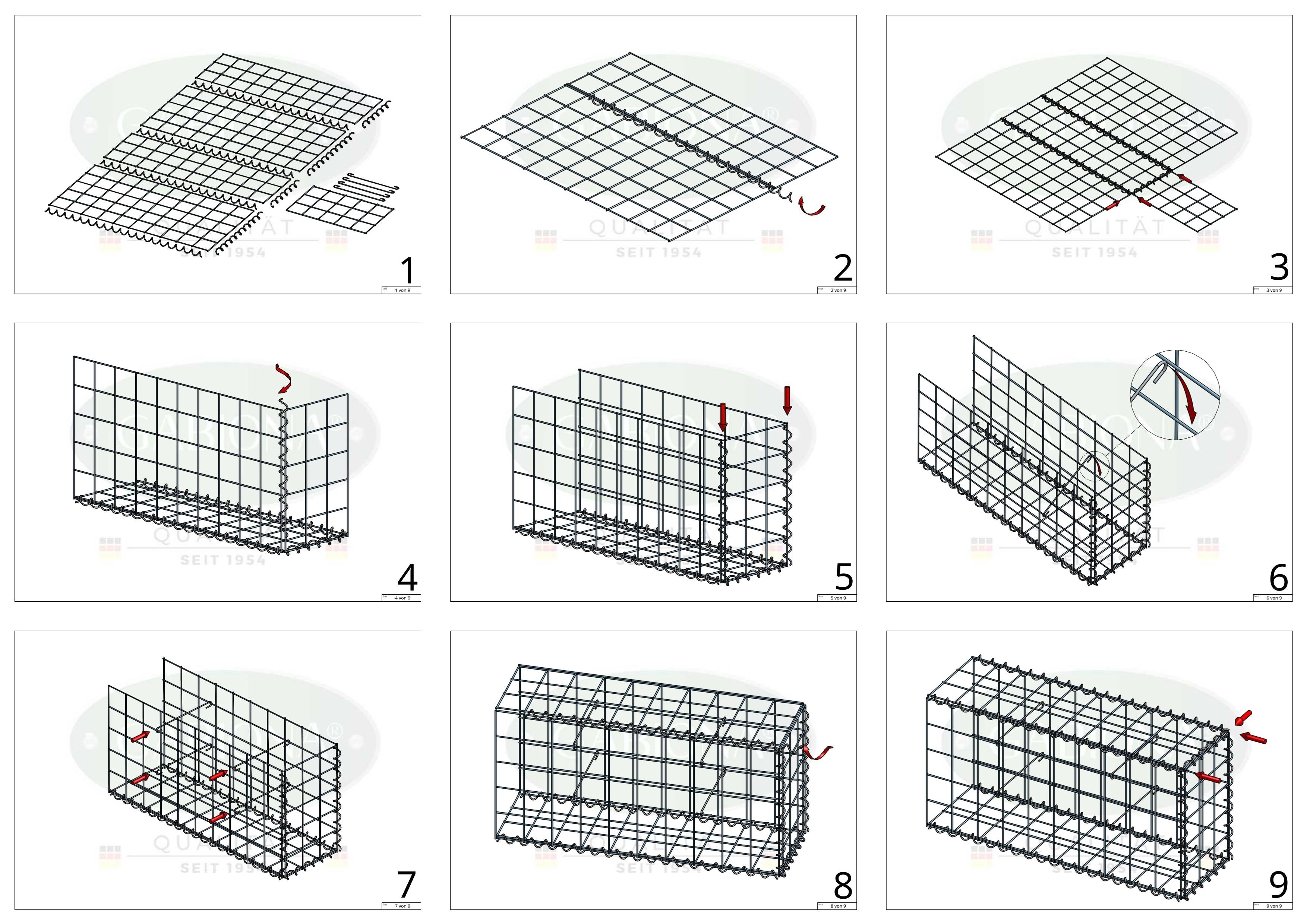 Gavión para alargar en acero galvanizado 100x40x50cm (LxAxP), malla 10 x 10cm, Espiral, sin rejilla frontal - 7