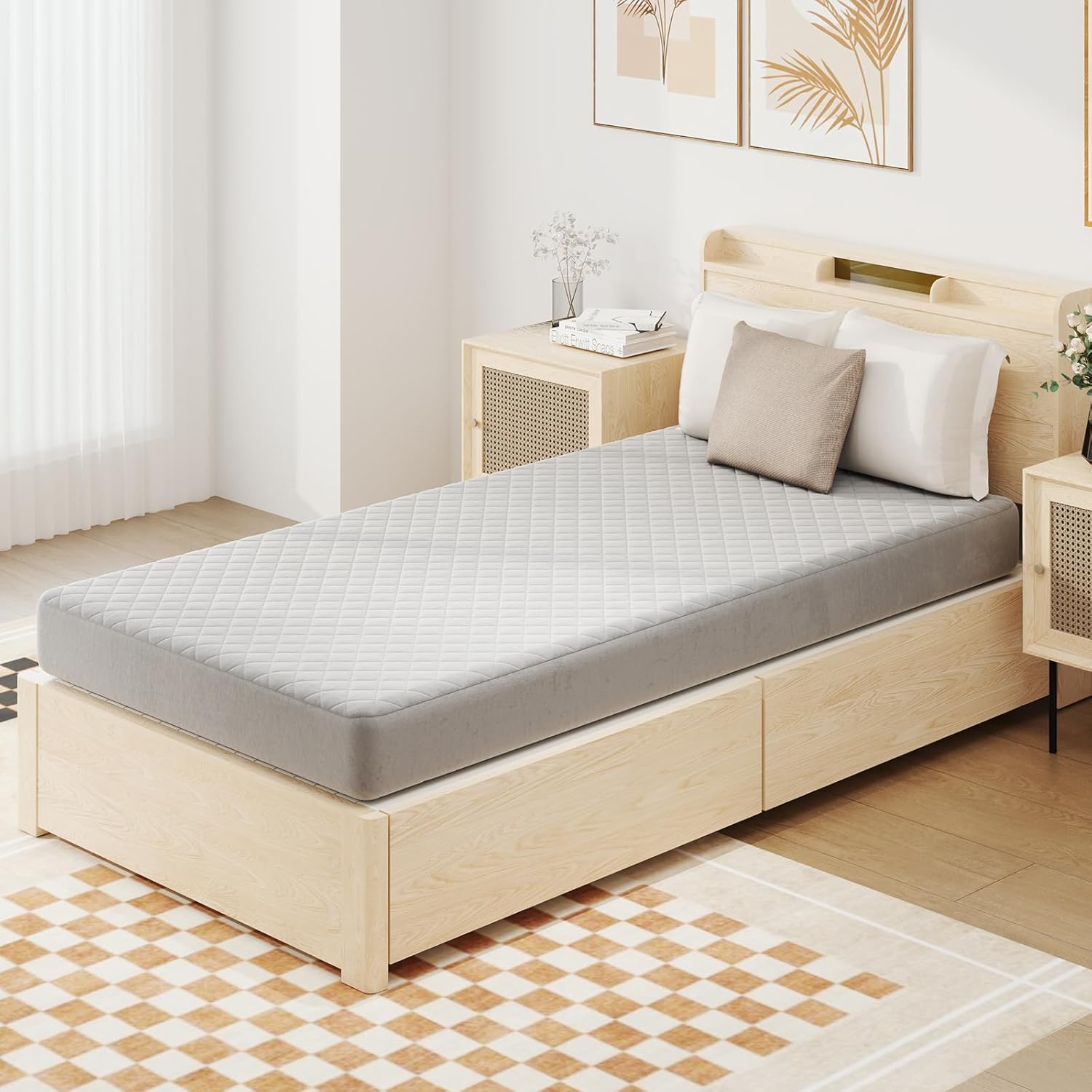 Drap Housse 90x200 cm, Linge de Lit en Velours Super Doux avec Poche Profonde, Rembourrage en Éponge, pour Matelas Épais jusqu'à 41 cm - 5