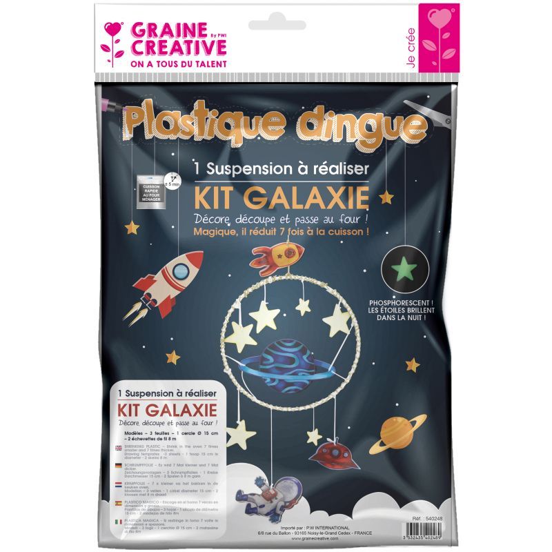Graine Créative Kit Plastica Dinga Circo 3D - 2 Fogli Pretagliati Con Modelli Per Creare Gioielli E Portachiavi (408x200 Mm)