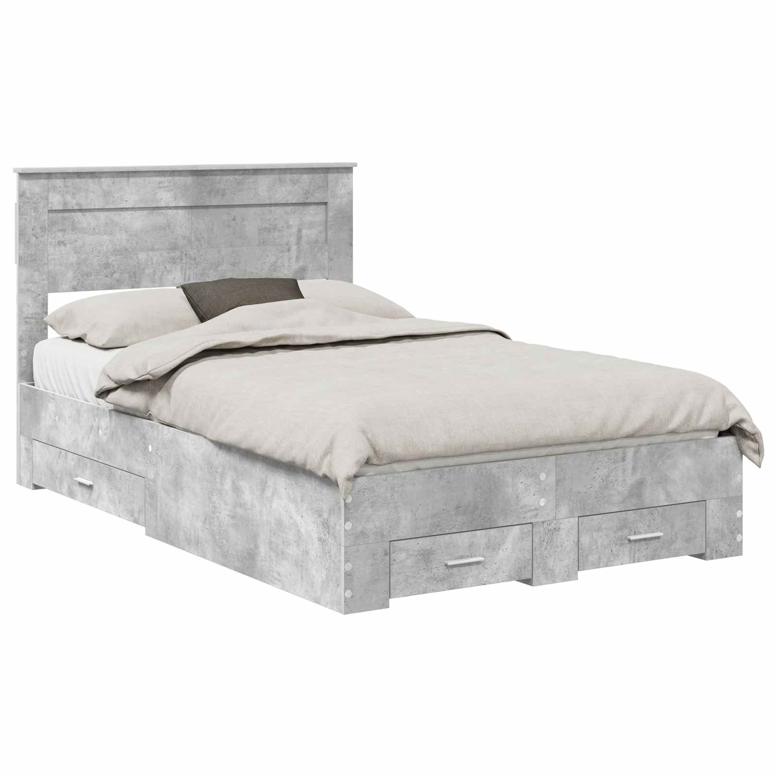 Cadre de lit gris béton 135 x 190 cm panneau de bois - 2