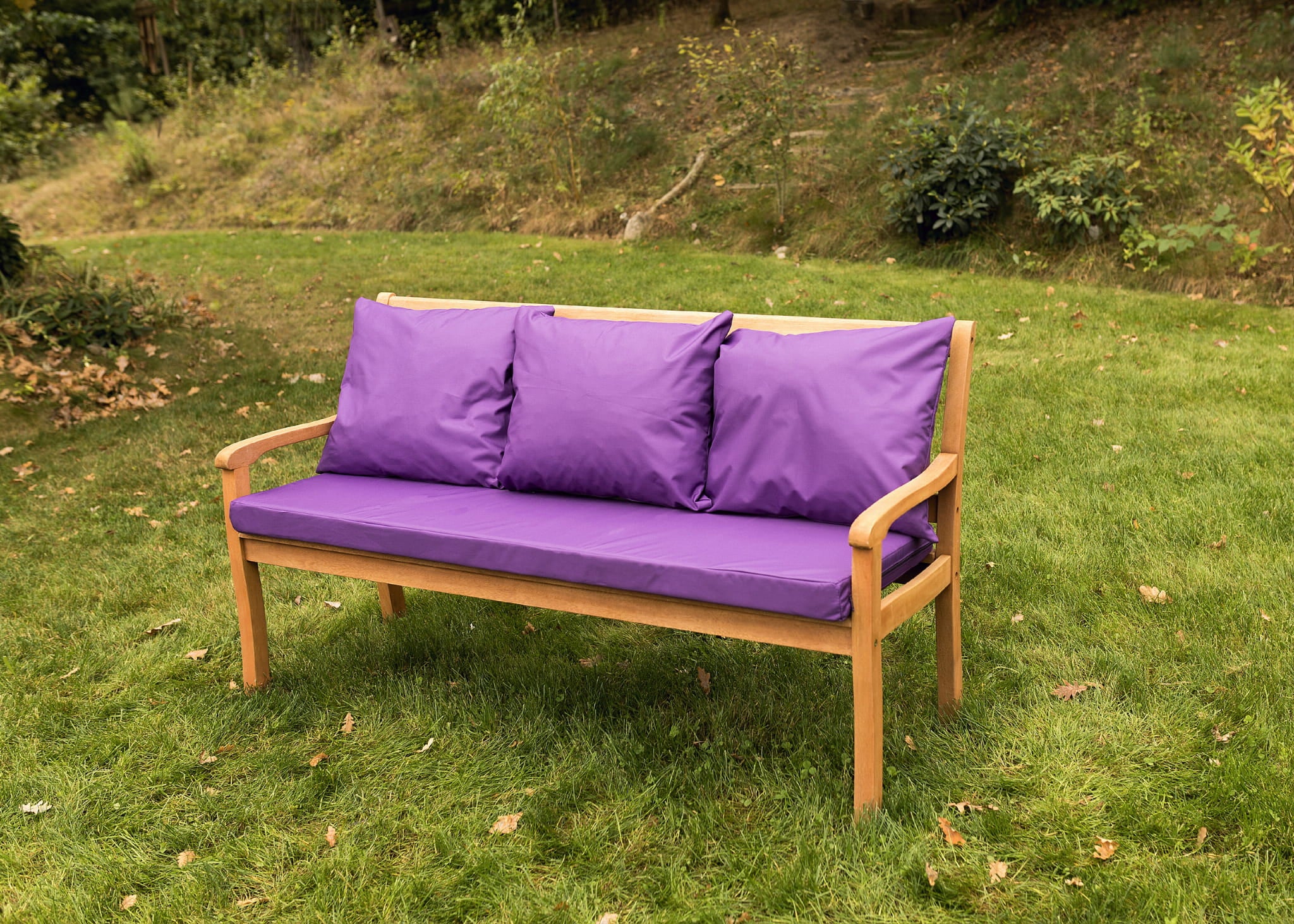 Coussins pour banc 150x50x7/3x50x56cm, coussins pour Banquette jardin Violet, Coussin extérieur/intérieur, Coussins 3places pour balancelle - 2