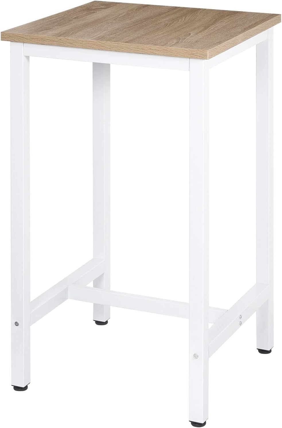 Table de Bar,Table de Cuisine Carré 60x60x102cm en aggloméré et métal,Table de bistrot Table Haute,Chêne Clair WOLTU - 4