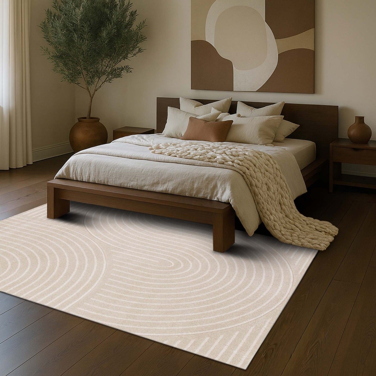 Tappeto morbido a rilievo geometrico astratto beige 160x230 - 8