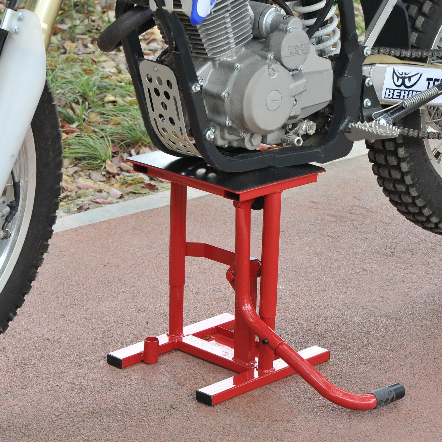 Soporte Elevador de Moto HOMCOM Acero Rojo 28x34x40 cm - 2