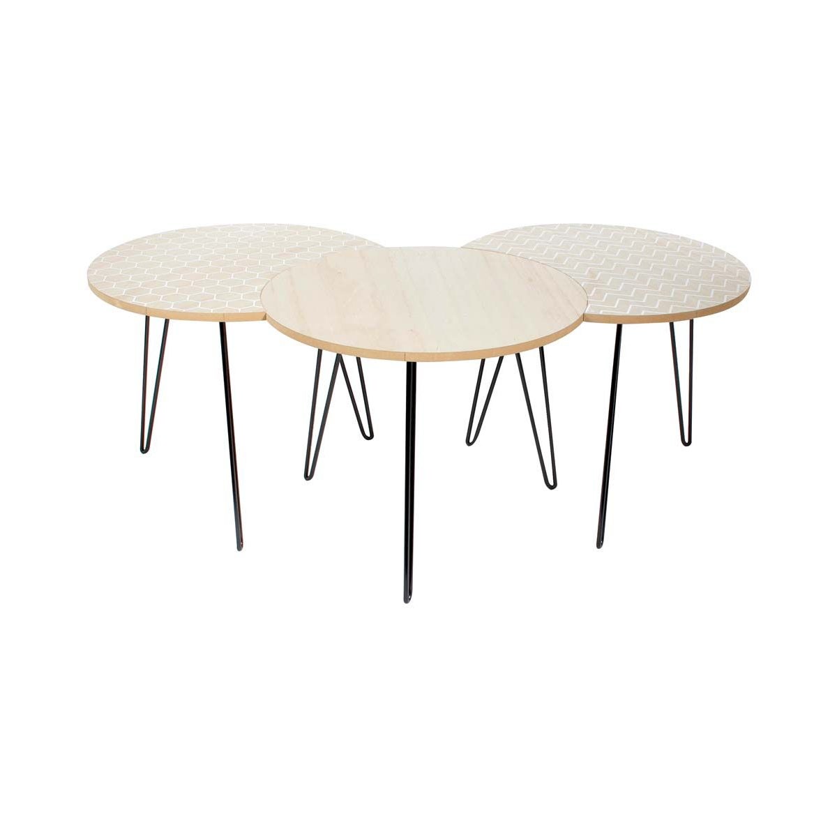 Table Gigogne Rondin En Bois - Set De 2 - 40x40x40 Cm - Style Rustique Moderne - Pour Salon