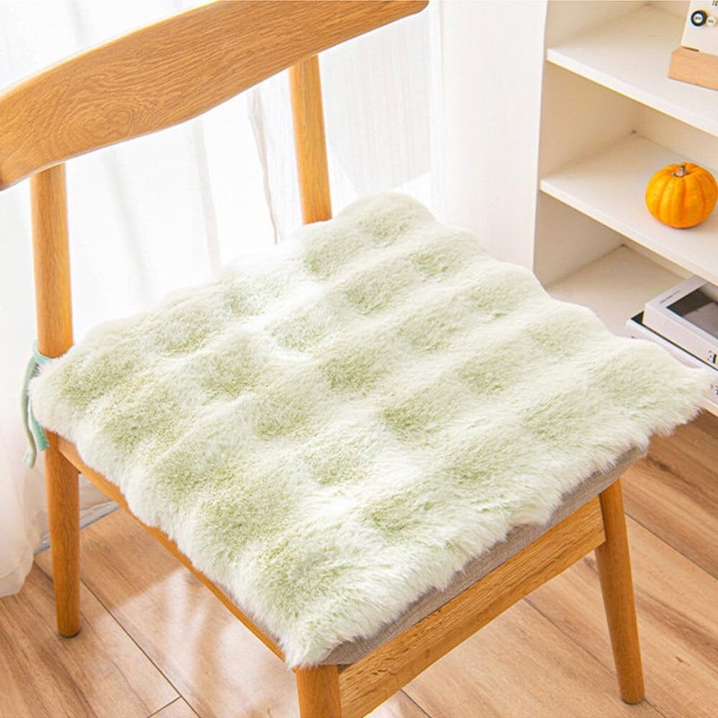 Poduszka na siedzisko z imitacji futra i jedwabiu – idealna do biur, restauracji, na krzesła itp. – 1 sztuka, neonowozielona, 45×45 cm