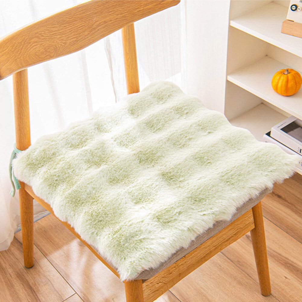 Poduszka na siedzisko z imitacji futra i jedwabiu - idealna do biur, restauracji, na krzesła itp. - 1 sztuka, neonowozielona, 40×40 cm