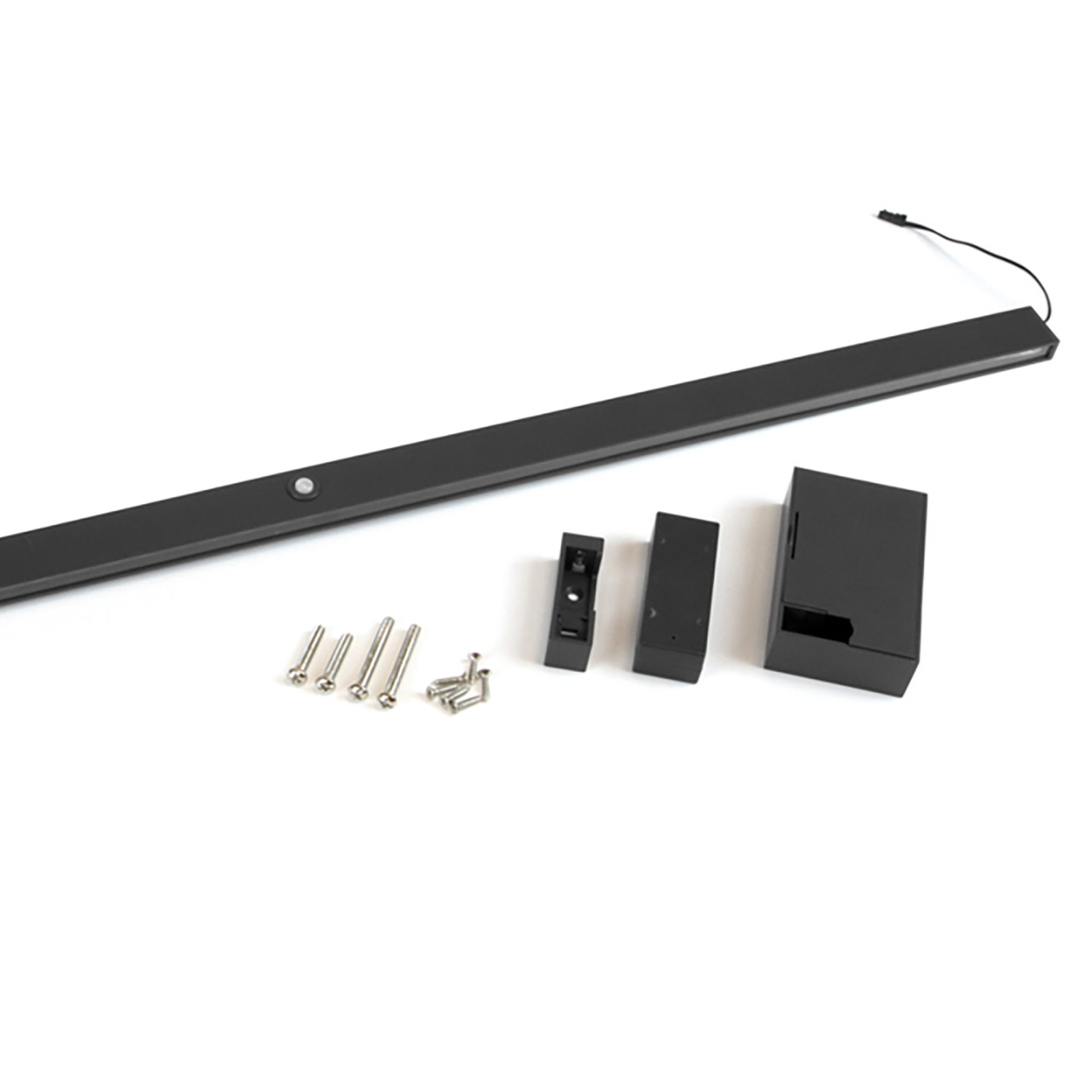 Emuca Drążek LED do szafy Castor, wysuwana bateria i czujnik ruchu, L558 mm, Plastik i aluminium, Teksturowana czerń
