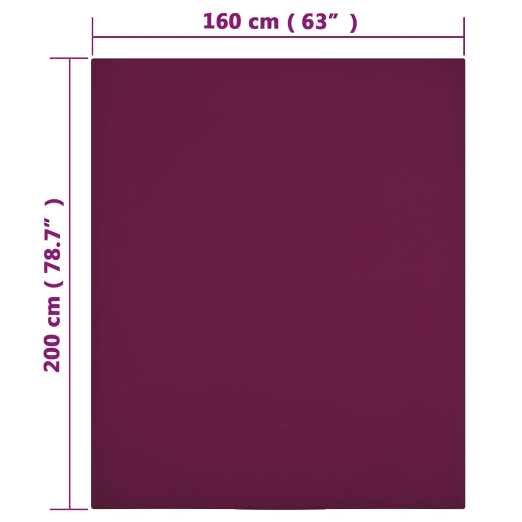 Draps housses jersey 2 pcs coton bordeaux 160x200 cm - 4