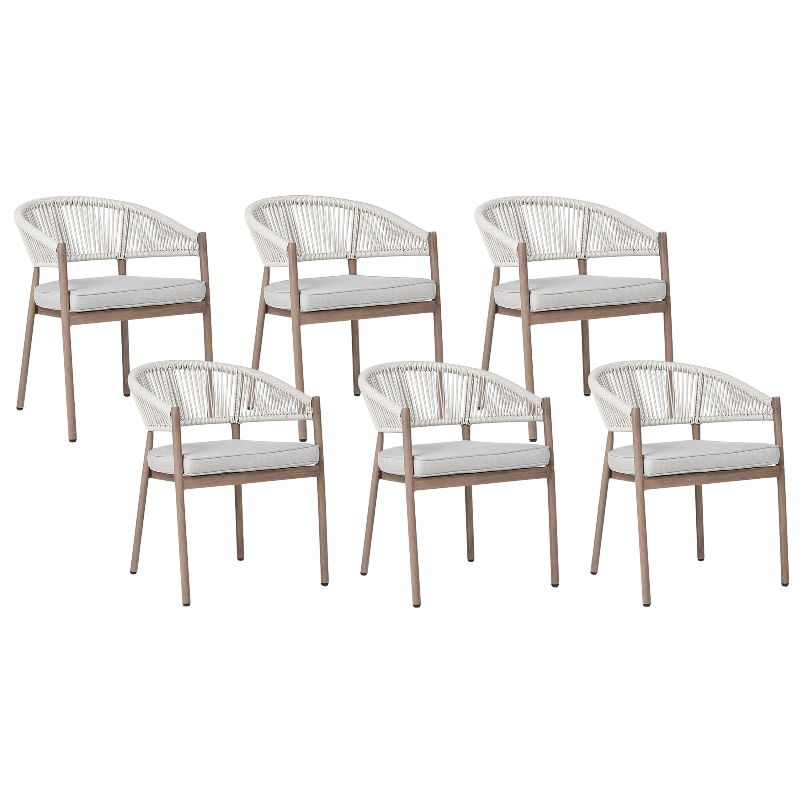 Set de 6 scaune de grădină cu perne FLAVIA Metal Maro 6buc