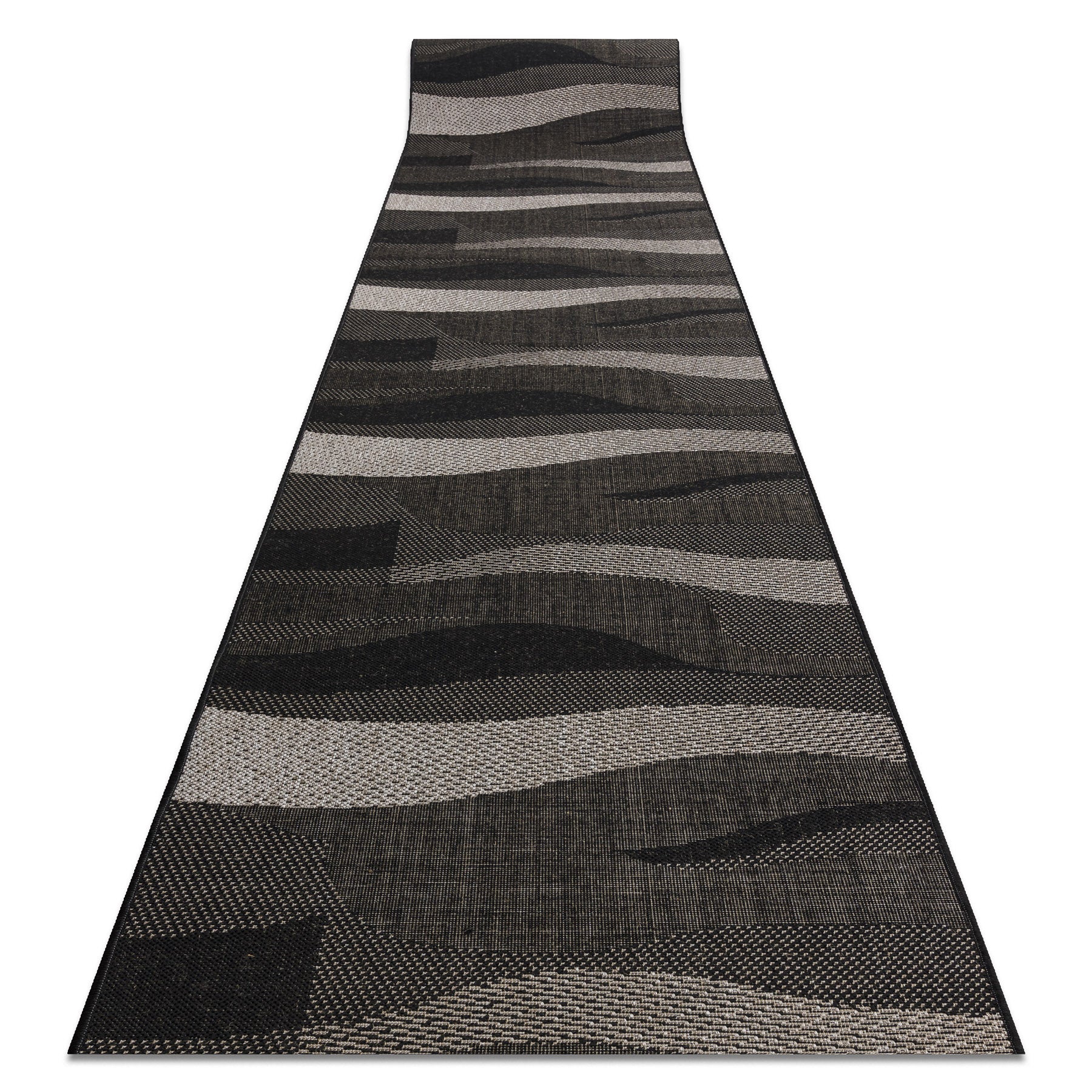 CHODNIK SIZAL FLOORLUX wzór 20212 black / silver 80 cm 80x560 cm