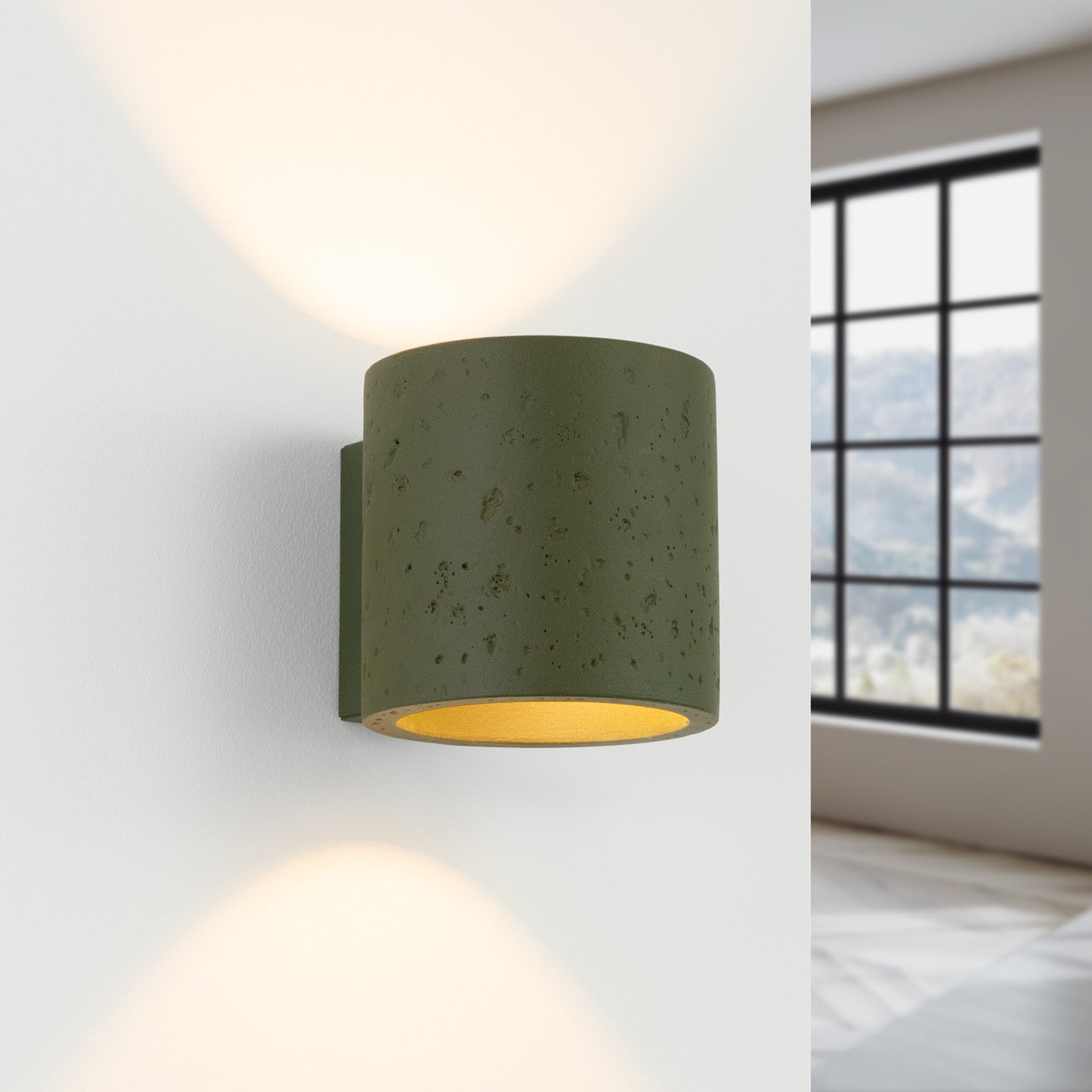 Kinkiet ścienny betonowy ORBIS zielony oliwkowy 1xG9x15W beton architektoniczny wym:10x10x12cm IP20 Sollux Lighting - 3
