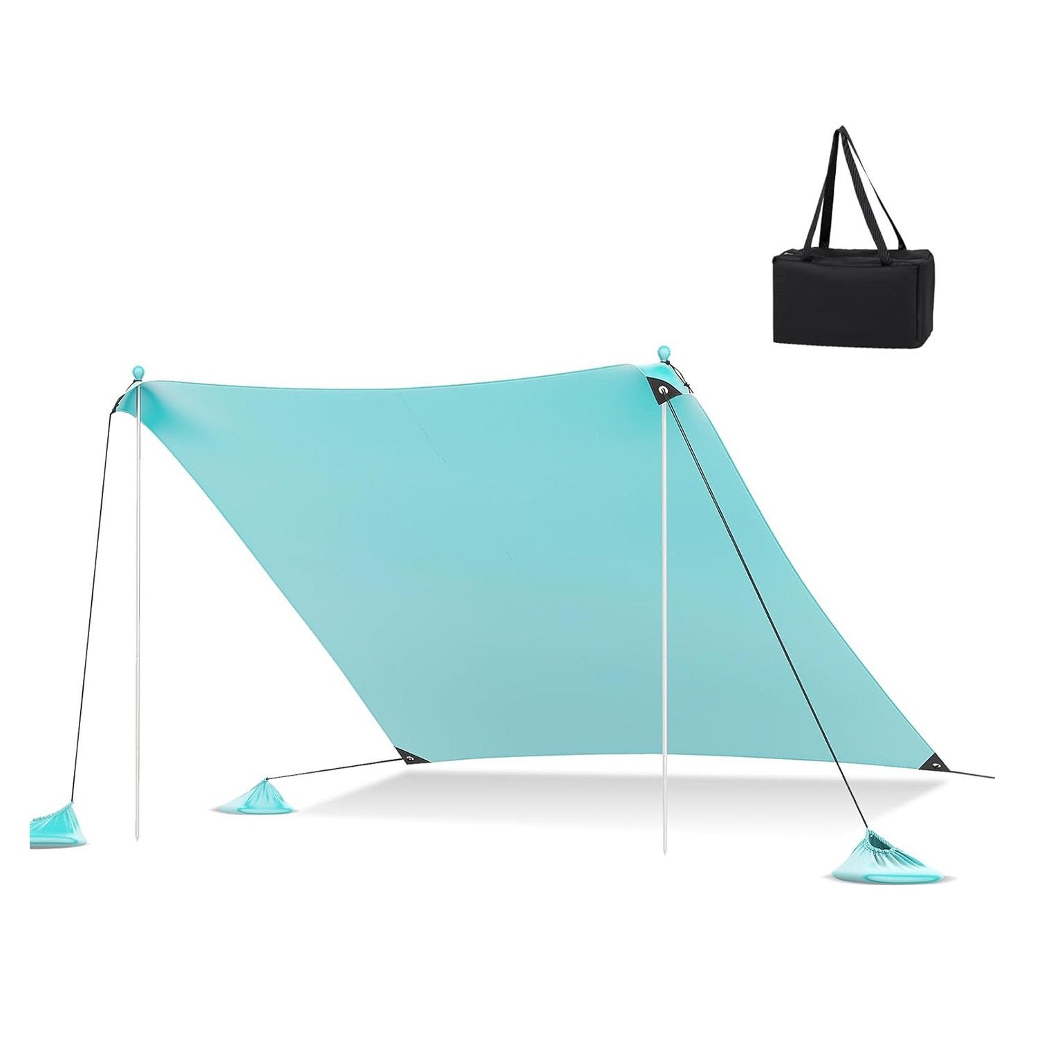 Plenerowy Namiot Plażowy 3x3 m, Namiot Plażowy, Worki z Piaskiem, 2 Aluminiowe Słupki, Kołki do Mocowania, Torba Transportowa, UPF50+, Zielony