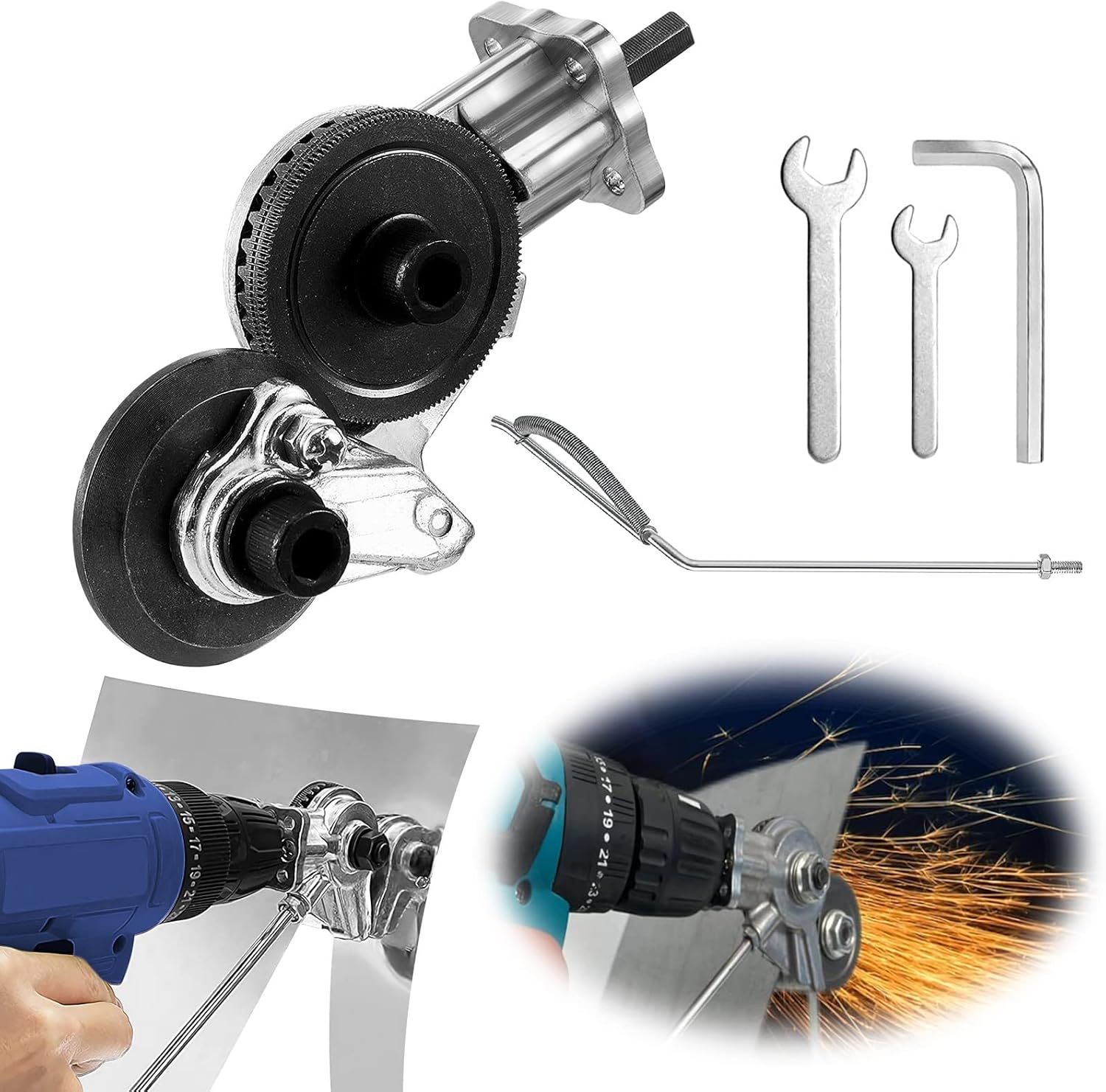 Nibler do blachy, przecinak do blachy wiertarki elektrycznej, nibler do blachy z podwójną głowicą do cięcia żelaza, stali, miedzi, aluminium