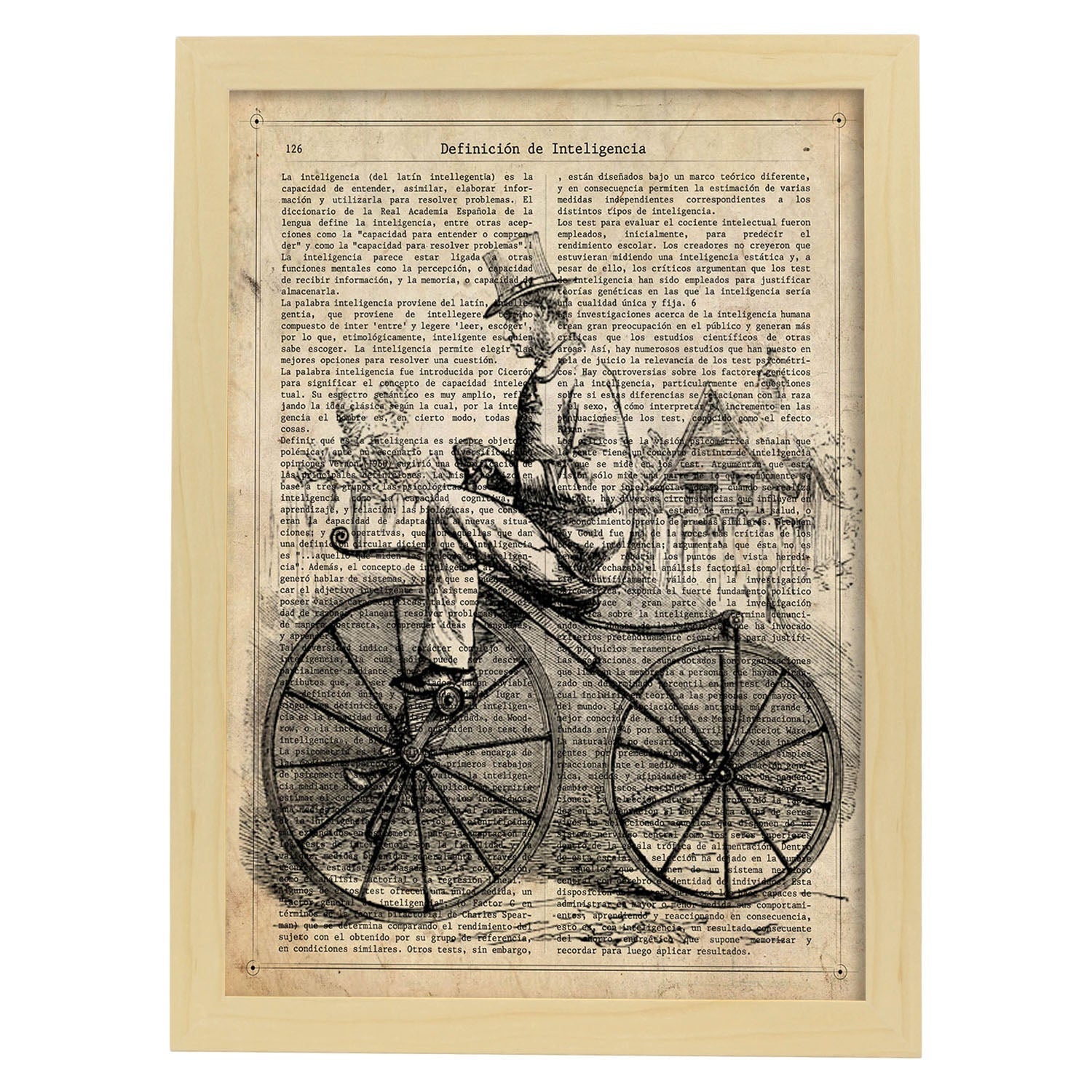 Poster de bici vintage. láminas de bicicletas definiciones. marco blanco - a3