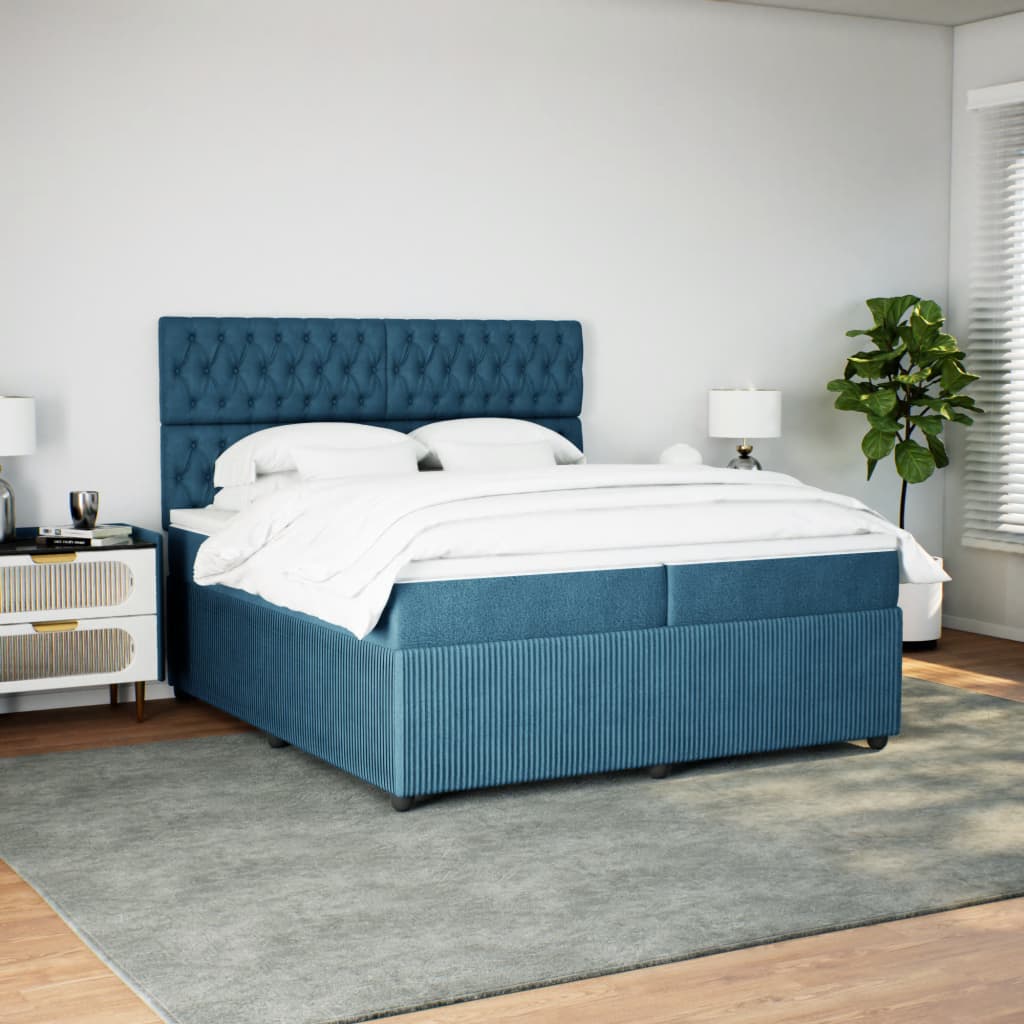 Maison Exclusive - Sommier à lattes de lit et matelas Bleu foncé 200x200cm Velours - 3