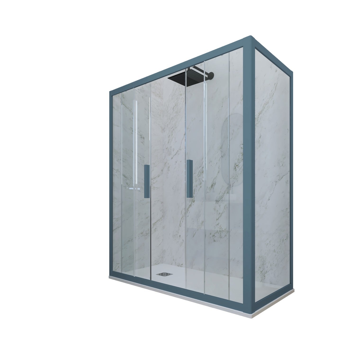 box-doccia-3-lati-75x120-cm-h-200-vetro-trasparente-profilo-blu-navy