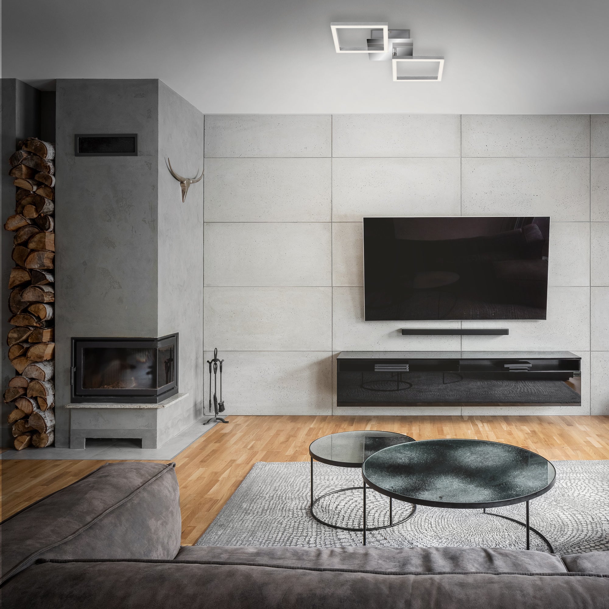 Plafonnier LED orientable - IP20 - 470x226x73mm - Chromé - 3000K - 2x 5,5W - 500lm - Briloner - 8