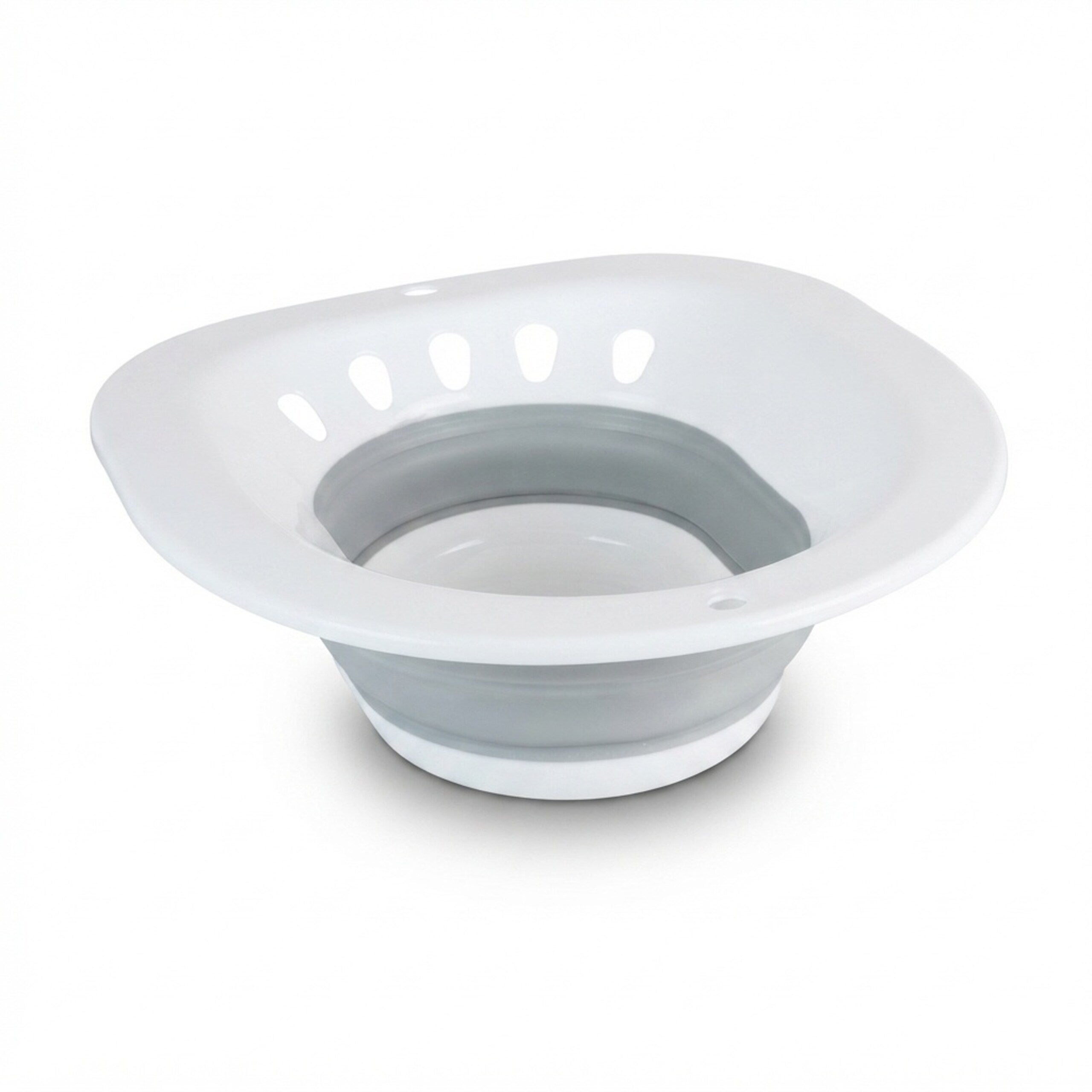 Bain de siège pliable pour WC, 12 x 36 x 39 cm, bidet en PP thermoplastique pour l'hygiène intime, blanc et gris, Relaxdays - 9
