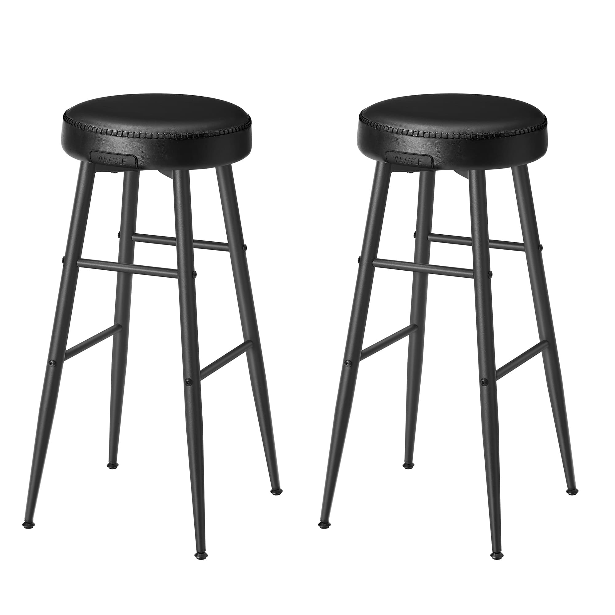 Set Di 2 Sgabelli Da Bar In Legno E Tessuto - Altezza 61 Cm, Seduta Imbottita A Sella, Grigio, Per Isola Cucina E Bancone - 4