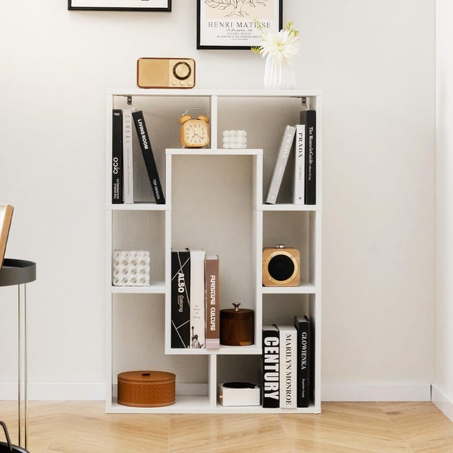 Libreria geometrica per carichi pesanti con telaio in metallo e protezione antiribaltamento, riviste e piante, 95 x 30 x 175 cm (bianco + oro) | Leroy Merlin Libreria geometrica per carichi pesanti con telaio in metallo e protezione antiribaltamento, riviste e piante, 95 x 30 x 175 cm (bianco + oro) | Leroy Merlin
