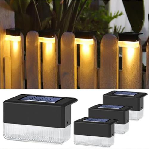 Zestaw 4 solarnych lamp ściennych do basenu, wodoodporne oświetlenie, idealne na dziedzińce i balkony, ciepłe światło