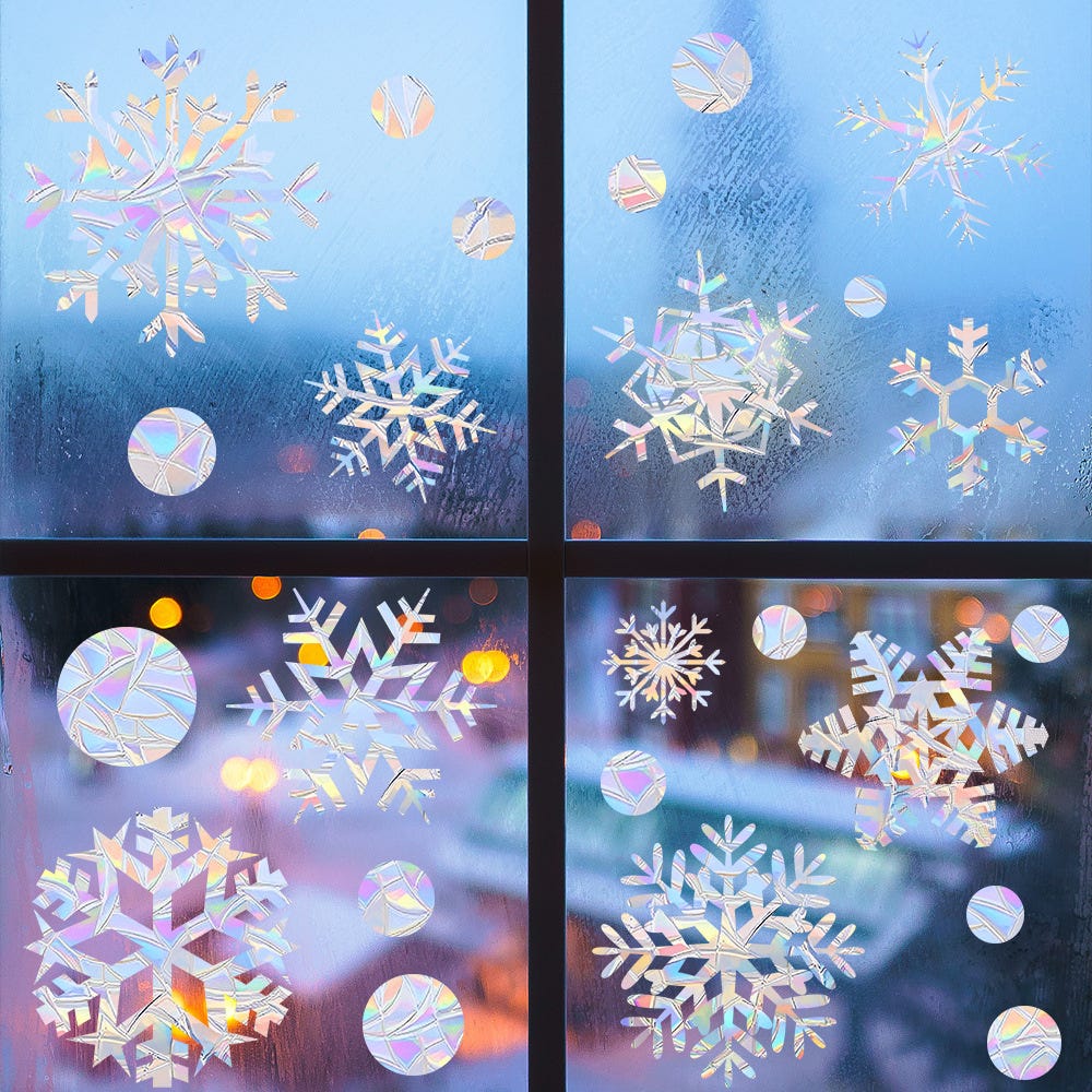95 Adesivi Elettrostatici Per Finestre A Tema Natalizio – Decorazioni Invernali Riutilizzabili, Stampa UV, Facili Da Applicare