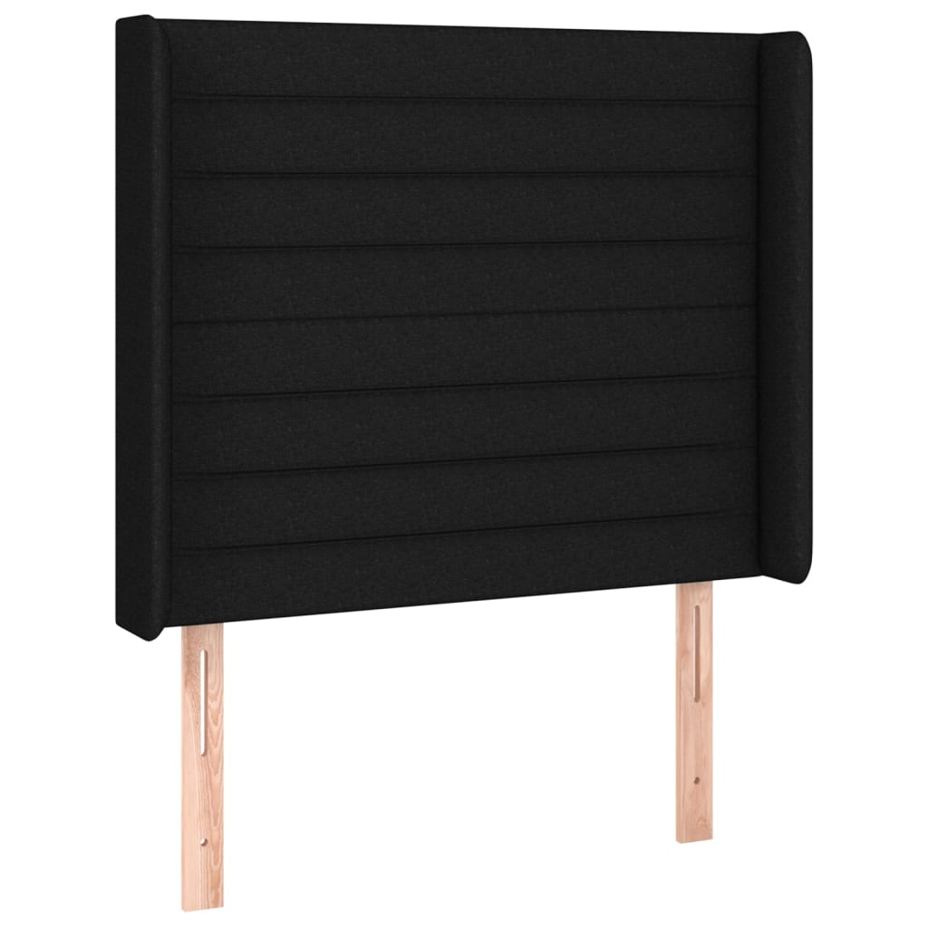 Sommier à lattes de lit matelas et LED Noir 90x200 cm Tissu vidaXL - 6