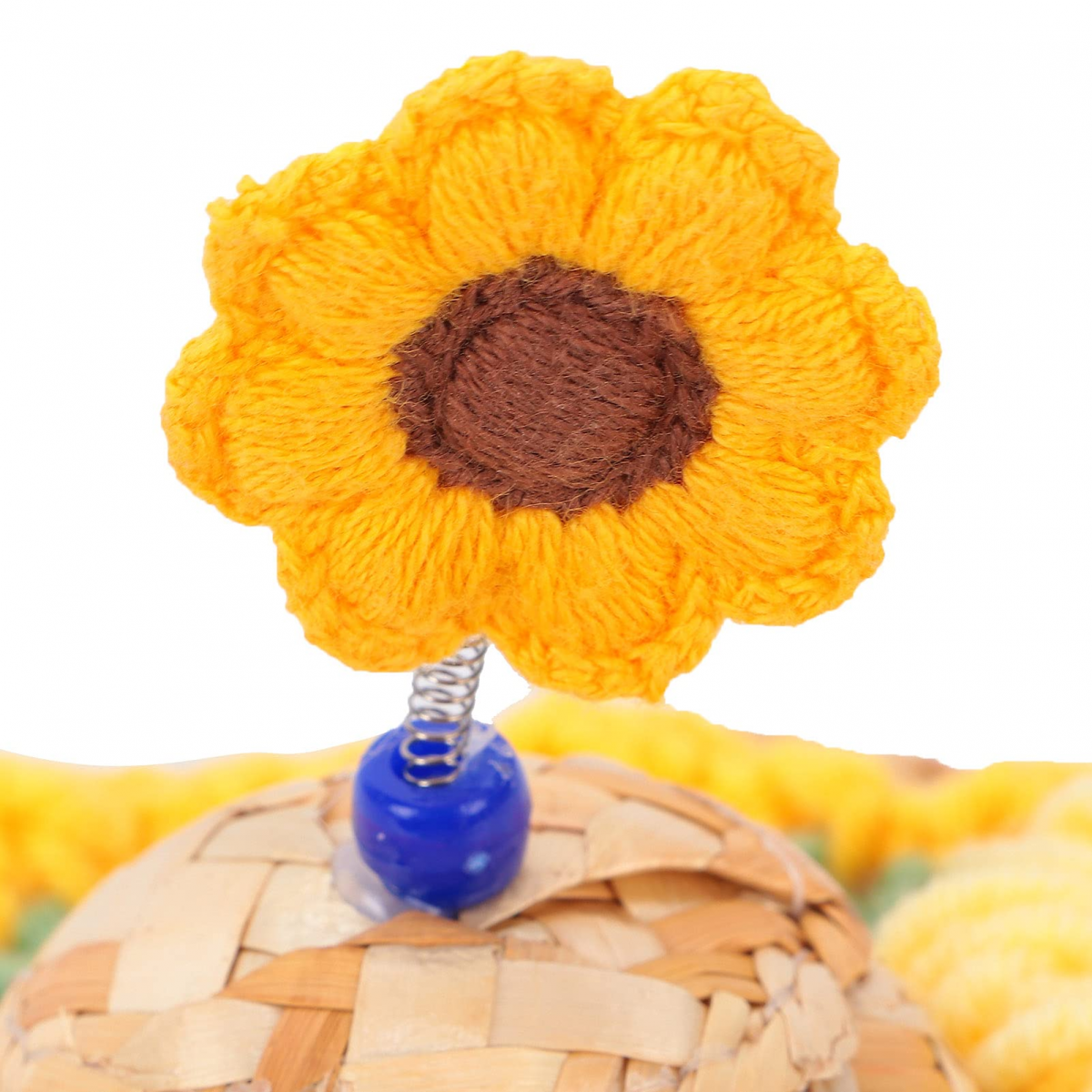 Chapéu de palha tecido para animais de estimação, bonito, feito à mão, ajustável, protetor solar de verão para cães e - 8