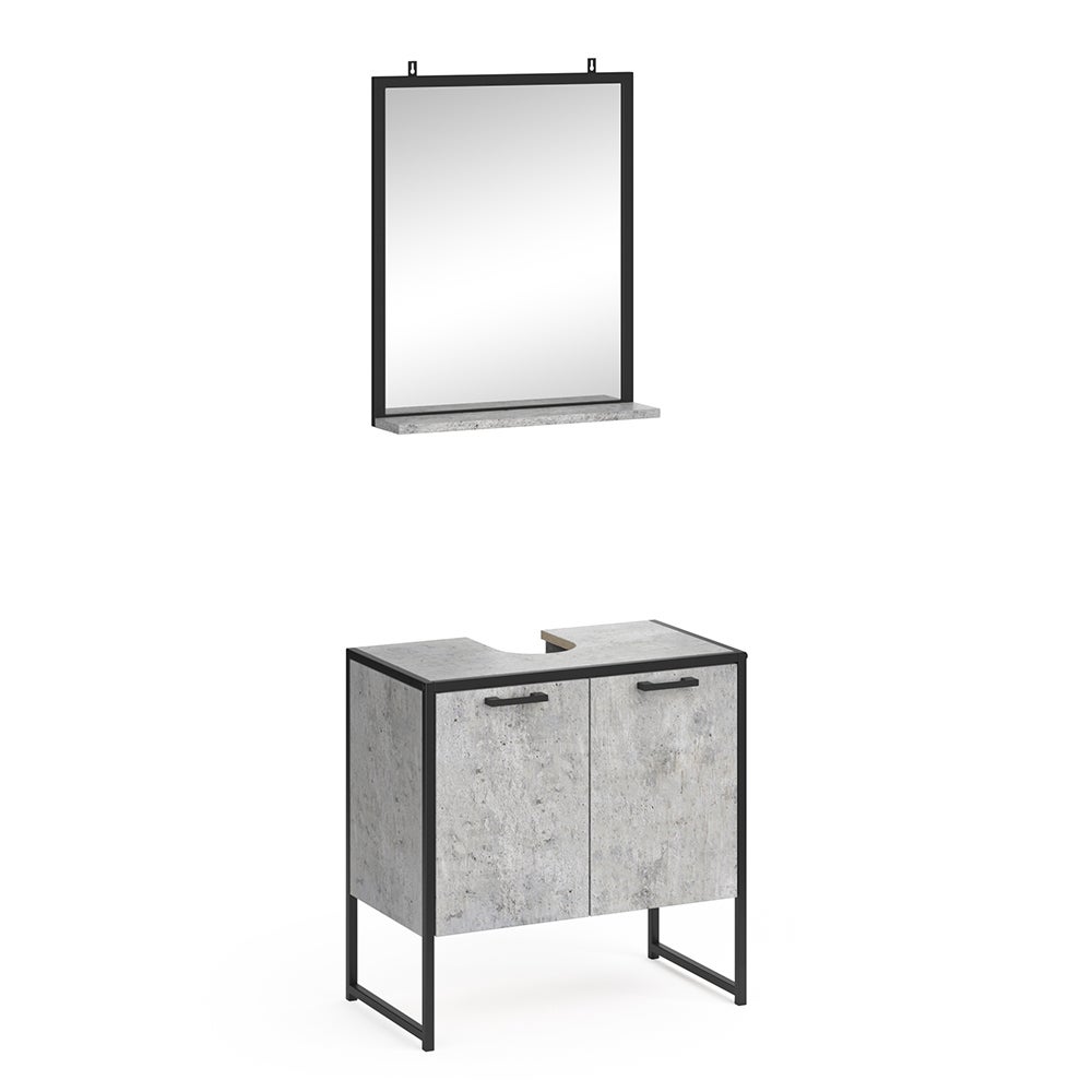 Vicco meuble de rangement de salle de bain Fyrk, Chêne rustique/Noir