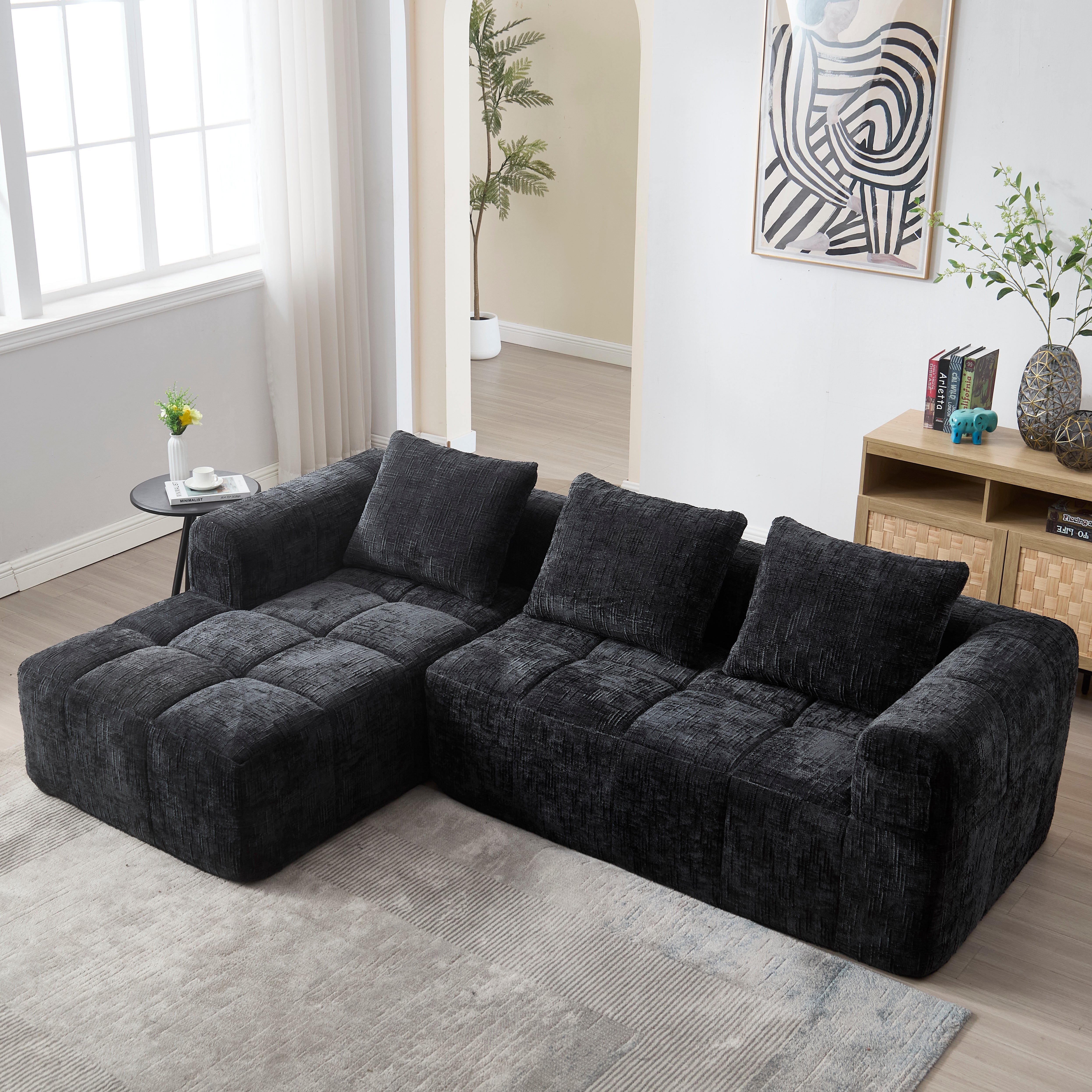 Canapé D'Angle Modulaire Cloud Sans Ossature - Assise Profonde, Mousse Haute Densité, Velours Côtelé