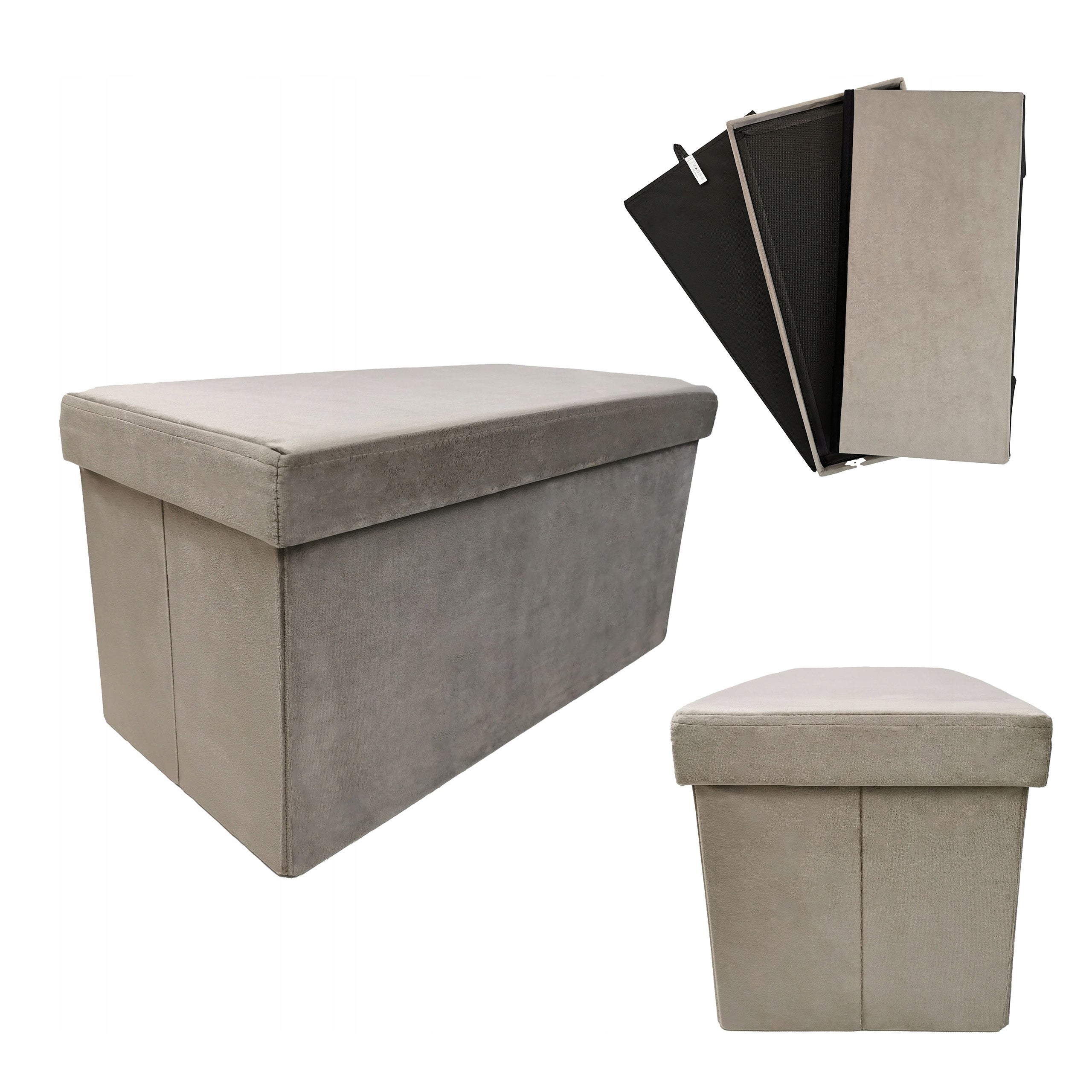 Pufa składana siedzisko schowek tapicerowana elegancka Perfect duo taupe