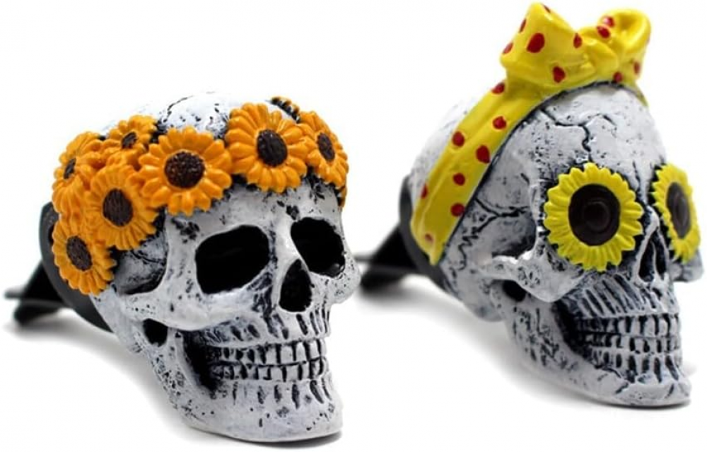 Para dekoracji samochodowych w kształcie czaszki na Halloween, akcesoria do wnętrza samochodu w kształcie czaszki dla kobiet