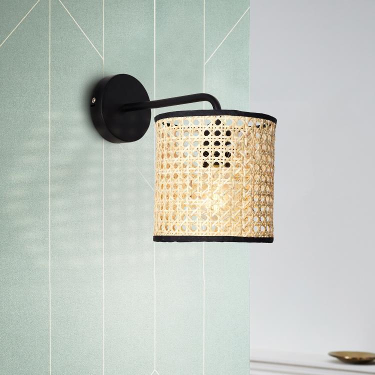 Lampa BRILLIANT, lampa stołowa Tanah czarny / naturalny, 1x A60, E27, 42W, z wyłącznikiem sznurkowym - 2