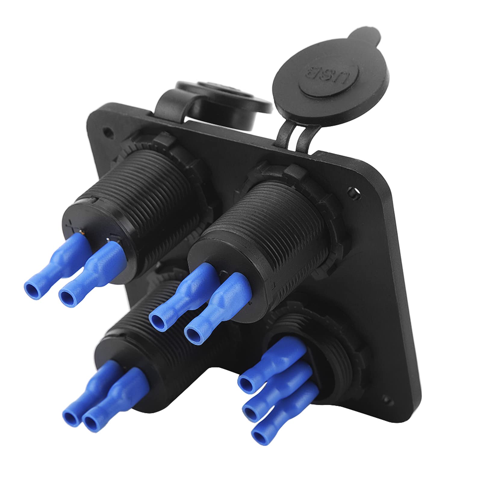 Accendisigari per auto 4 in 1 con interruttore a bilanciere Pulsante presa di corrente 12V Caricabatterie USB Tester voltmetro digale Accessori per auto  34