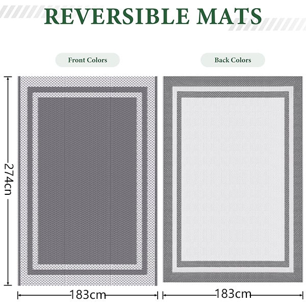 Tapis d'extérieur 183*274cm, tapis de terrasse, double face, tapis de paille en plastique, tapis de camping extérieur, imperméable et antidérapant - 2