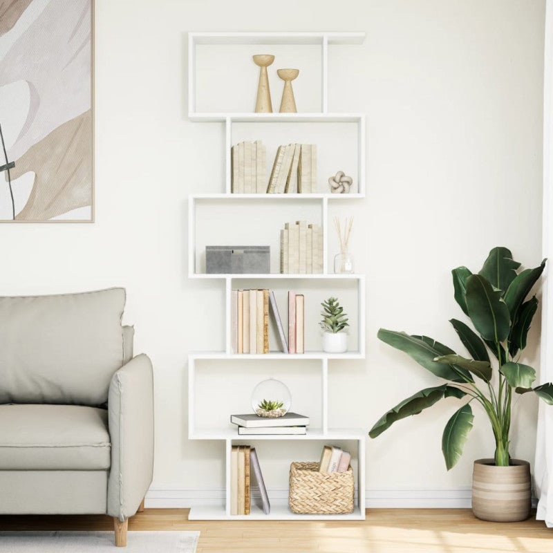 Étagère séparatrice de pièce à 6 niveaux blanc 70x24x193 cm - 3