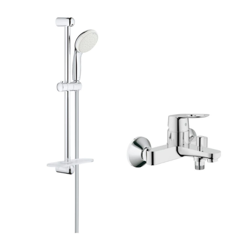 Mezclador mecanico de banera GROHE bauloop con set de ducha GROHE Tempesta Leroy Merlin