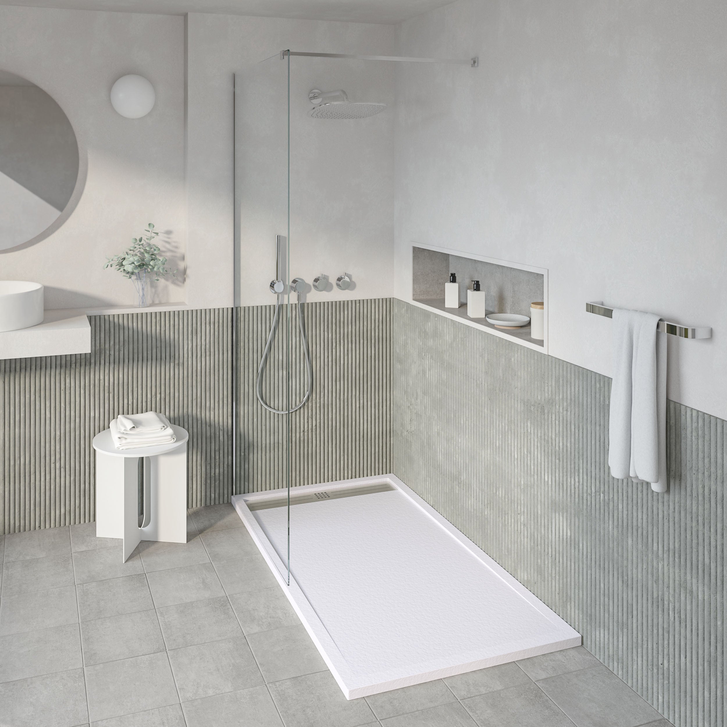 Receveur de douche en résine Voiga 70x200 blanc RAL 9003 avec siphon ...