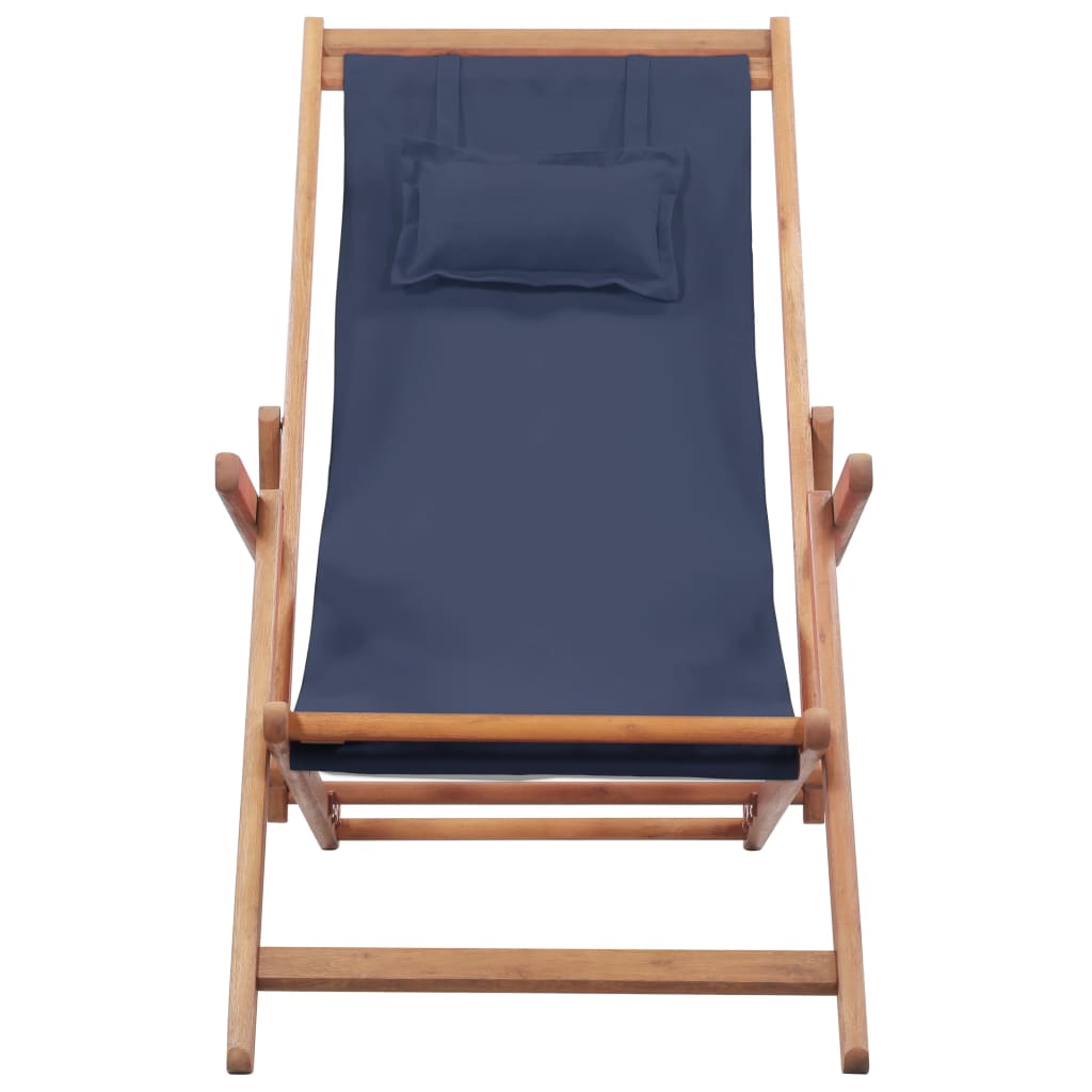 Chaise pliable de plage Tissu et cadre en bois Bleu - 2