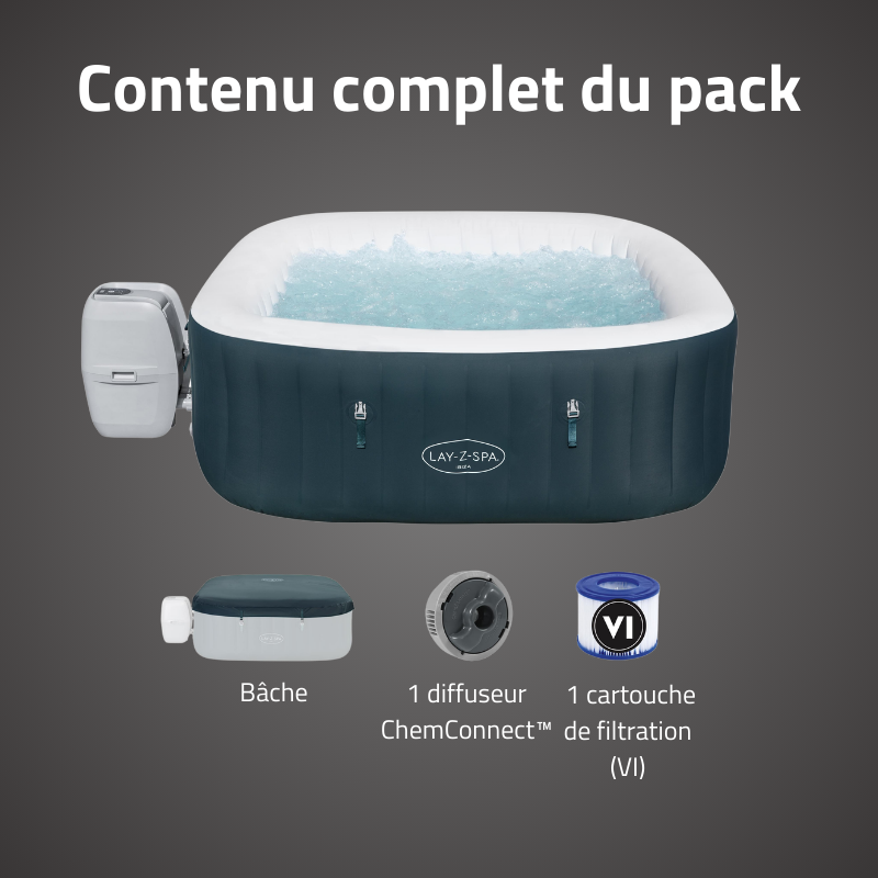 Bestway Spa gonflable carré Lay-Z-Spa Ibiza AirJet EnergySense 4-6 personnes - 8