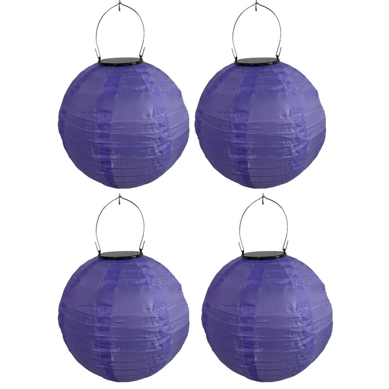Zewnętrzne lampy solarne, latarnie solarne LED, wiszące ogrodowe latarnie solarne, fioletowe, 4 sztuki